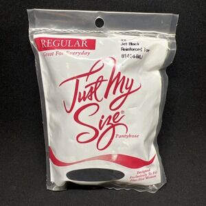 Vtg Just My Size 4x Regular Black Pantyhose Reinforced Plus 1997 USA NOS